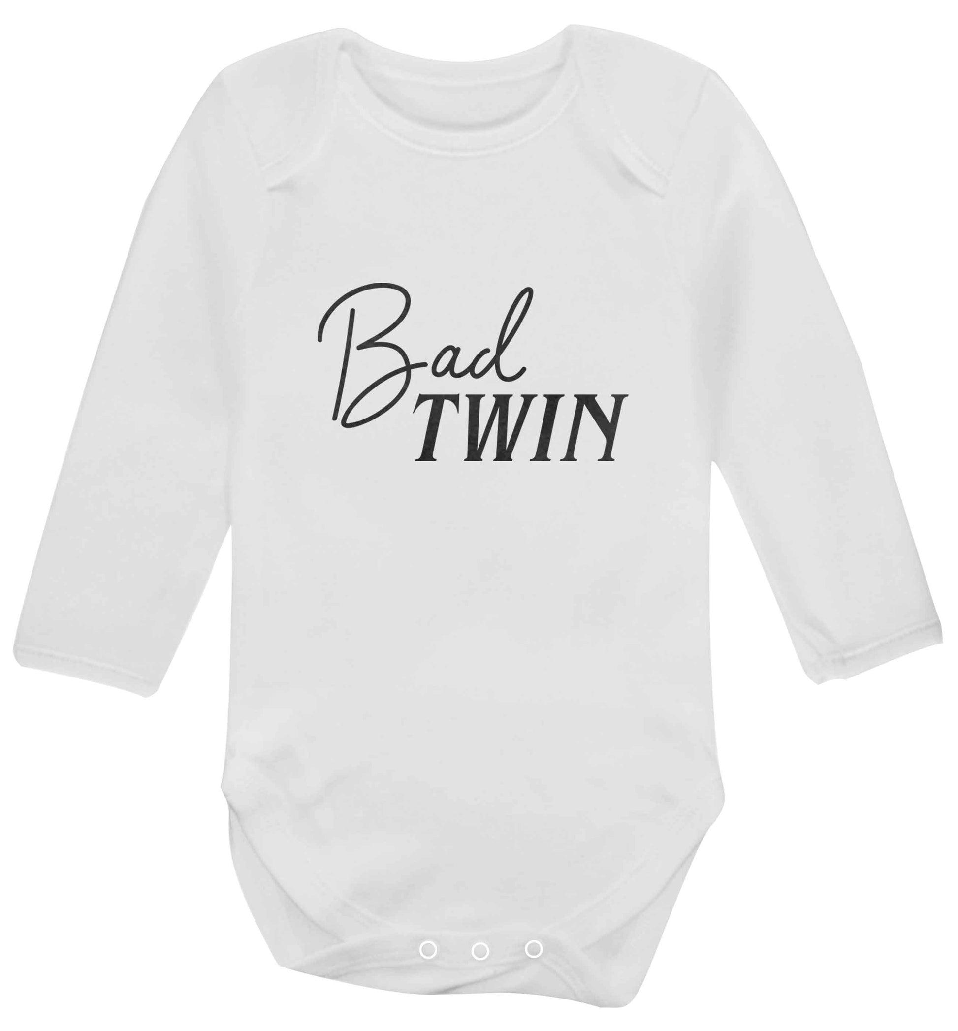Bad twin baby vest long sleeved white 6-12 months