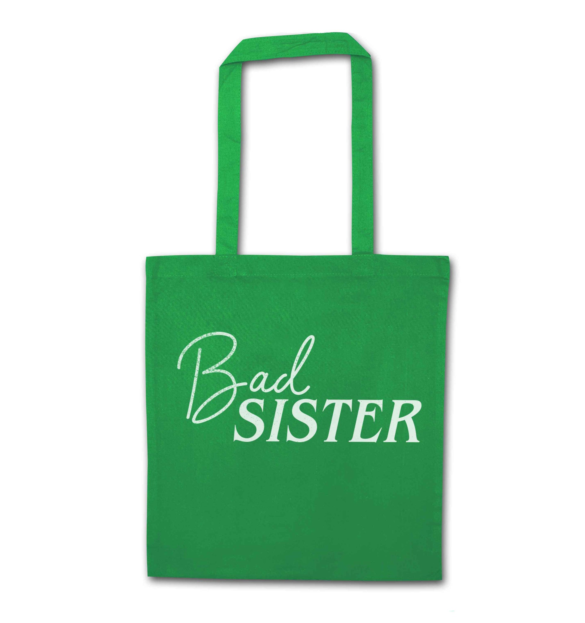 Bad sister green tote bag