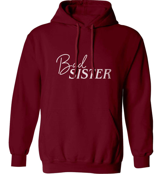 Bad sister adults unisex maroon hoodie 2XL