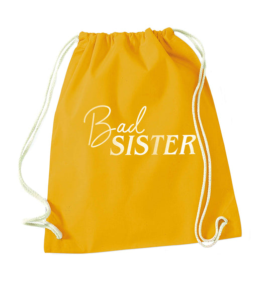 Bad sister mustard drawstring bag