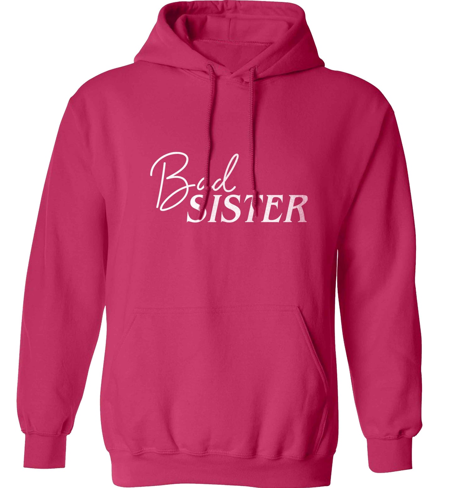 Bad sister adults unisex pink hoodie 2XL