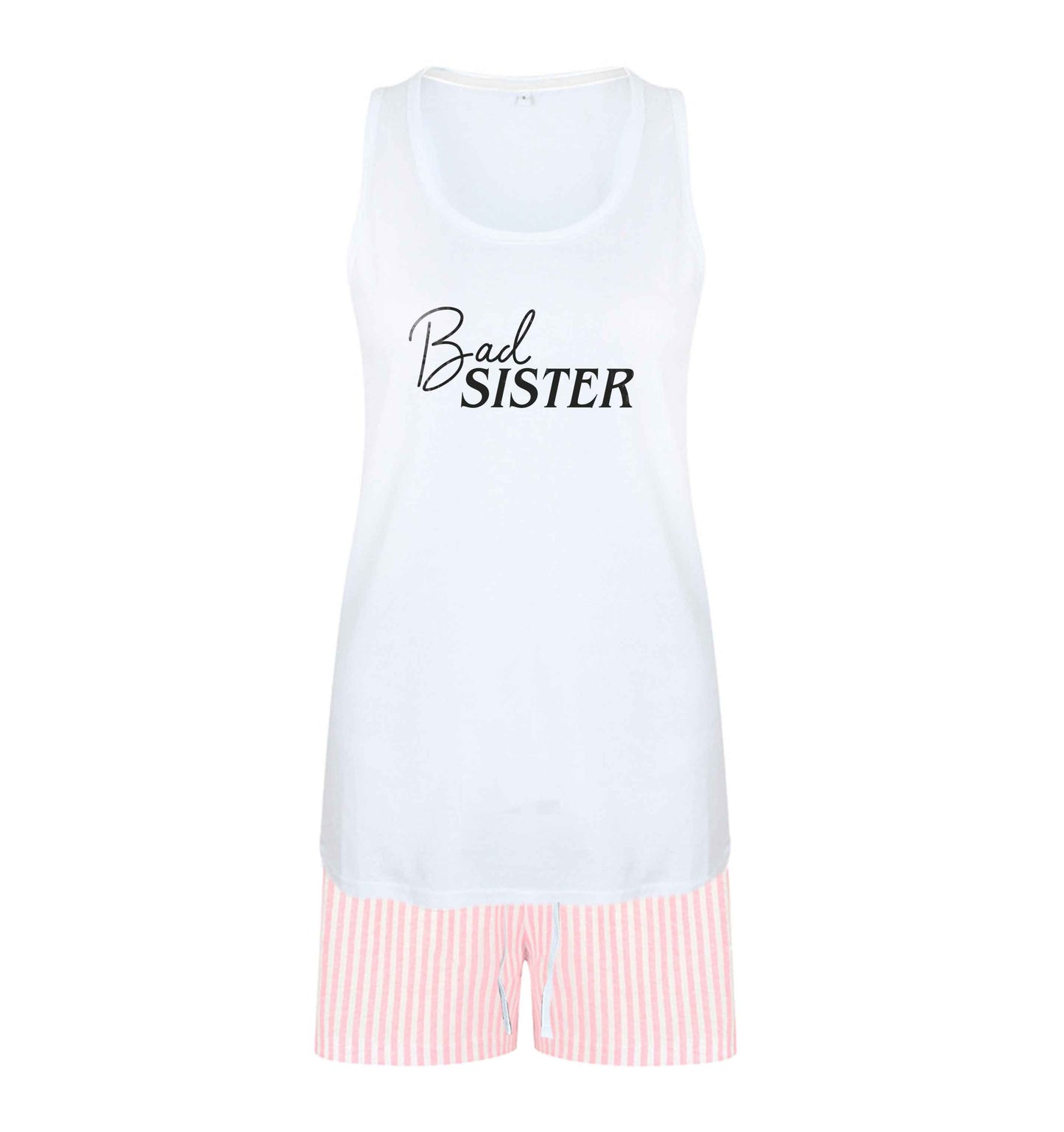 Bad sister size XL women's pyjama shorts set in pink 