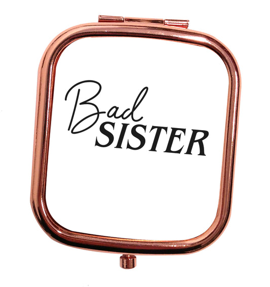 Bad sister rose gold square pocket mirror