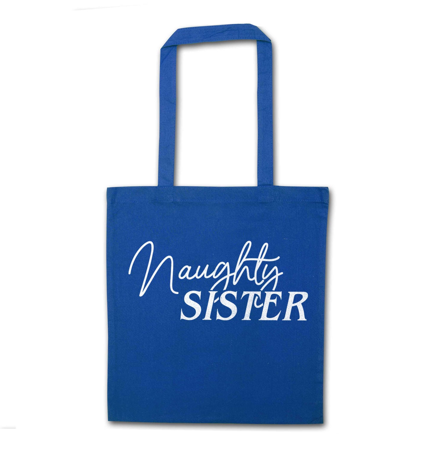 Naughty Sister blue tote bag