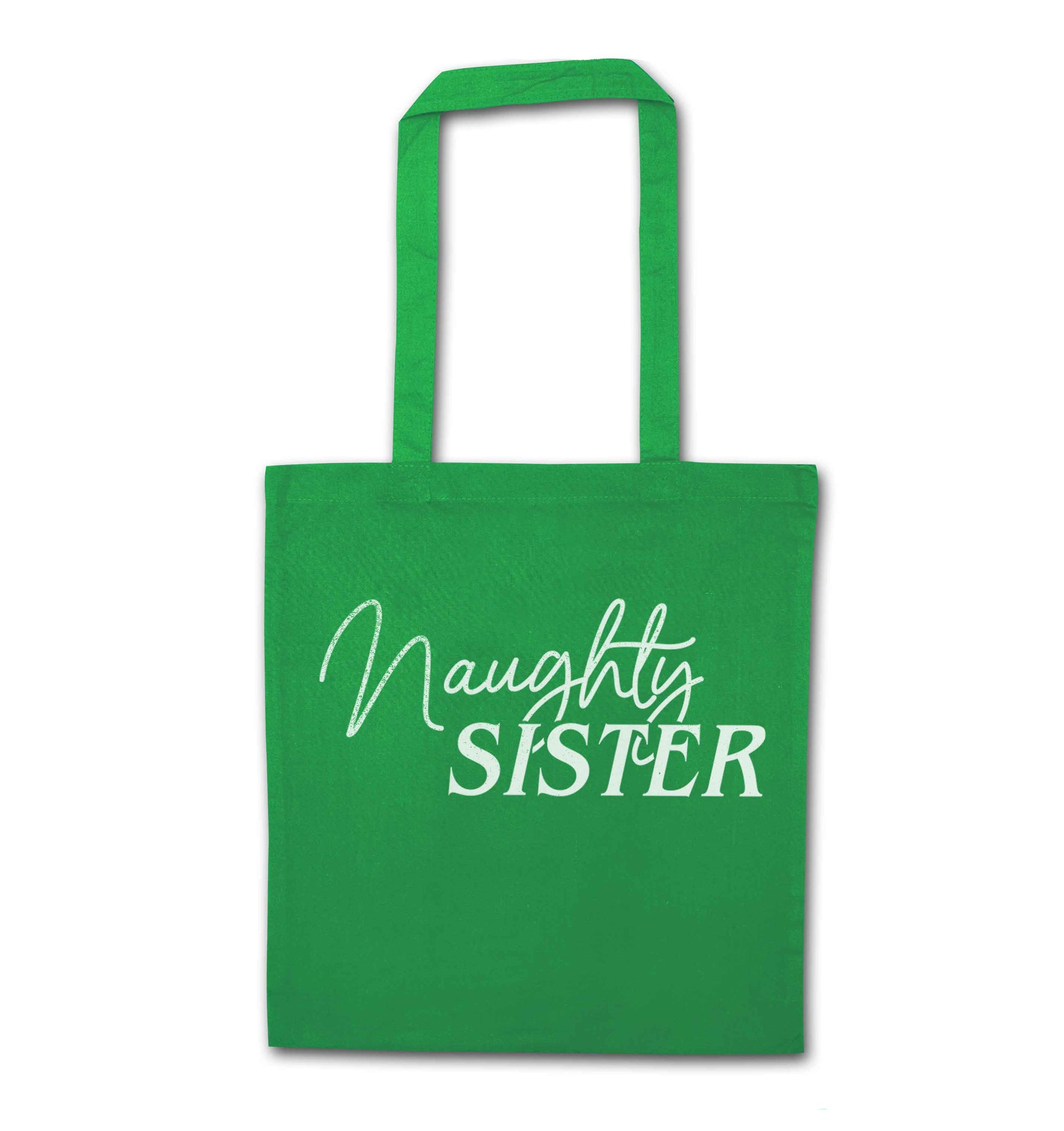 Naughty Sister green tote bag
