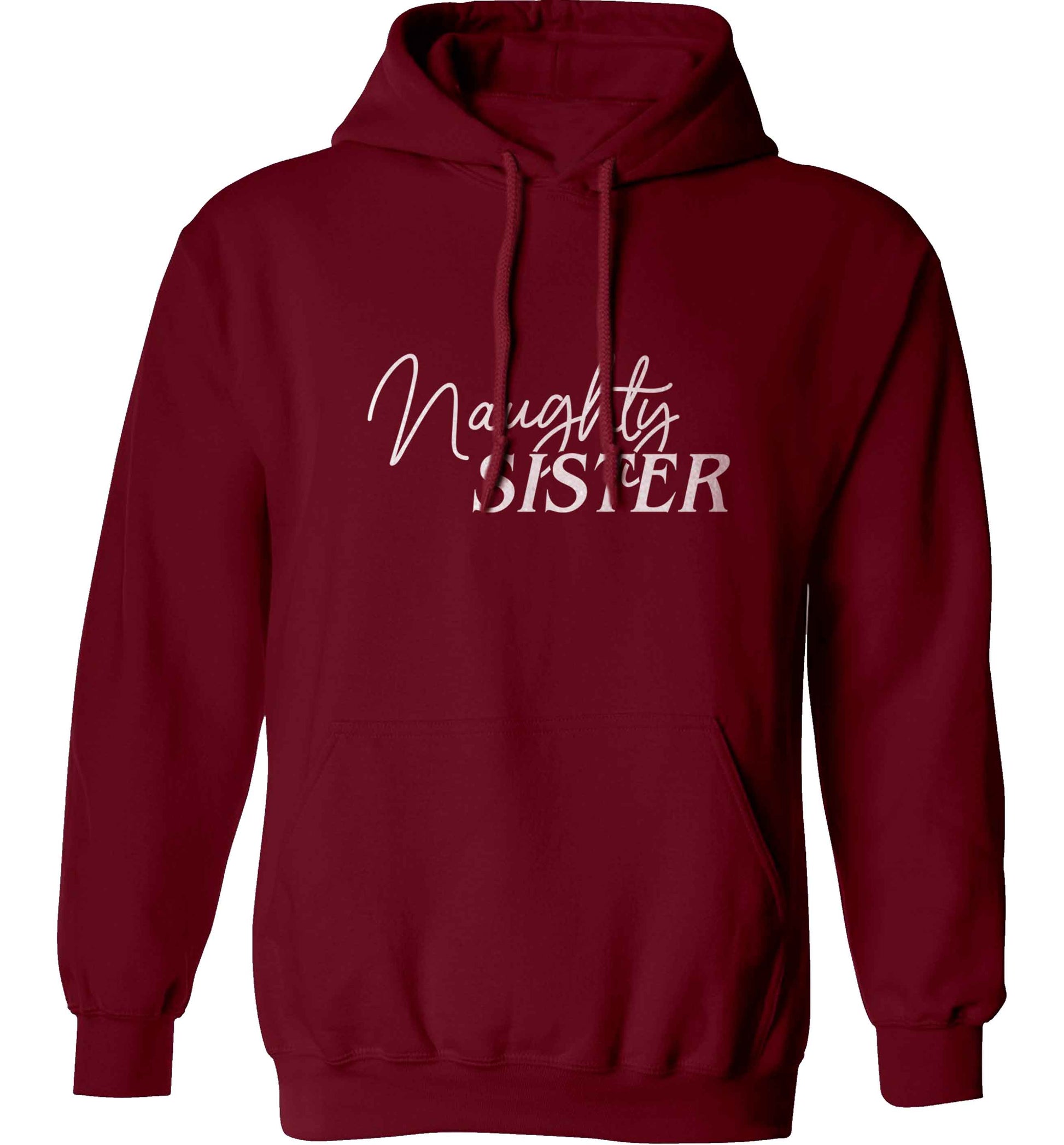 Naughty Sister adults unisex maroon hoodie 2XL