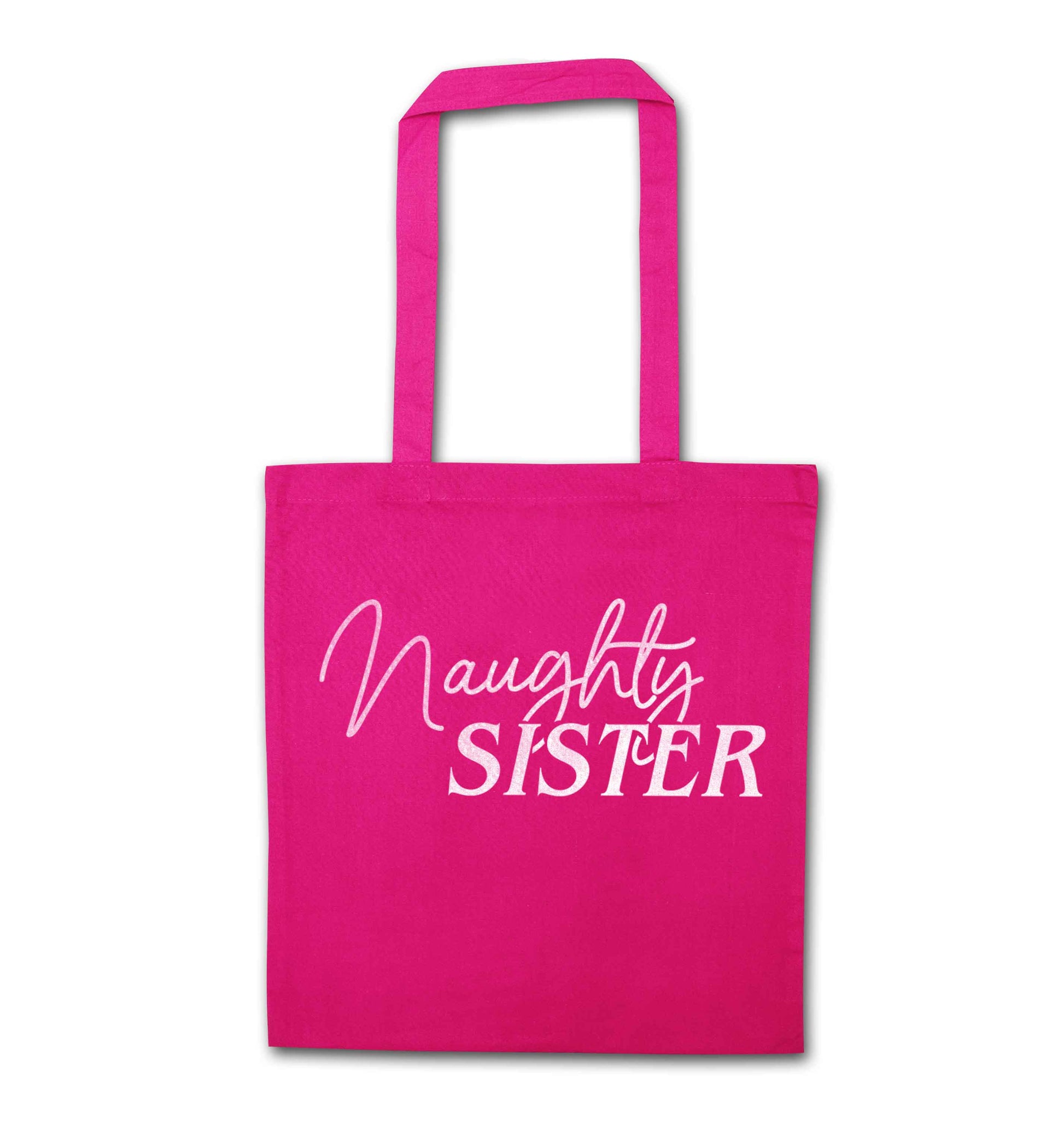 Naughty Sister pink tote bag