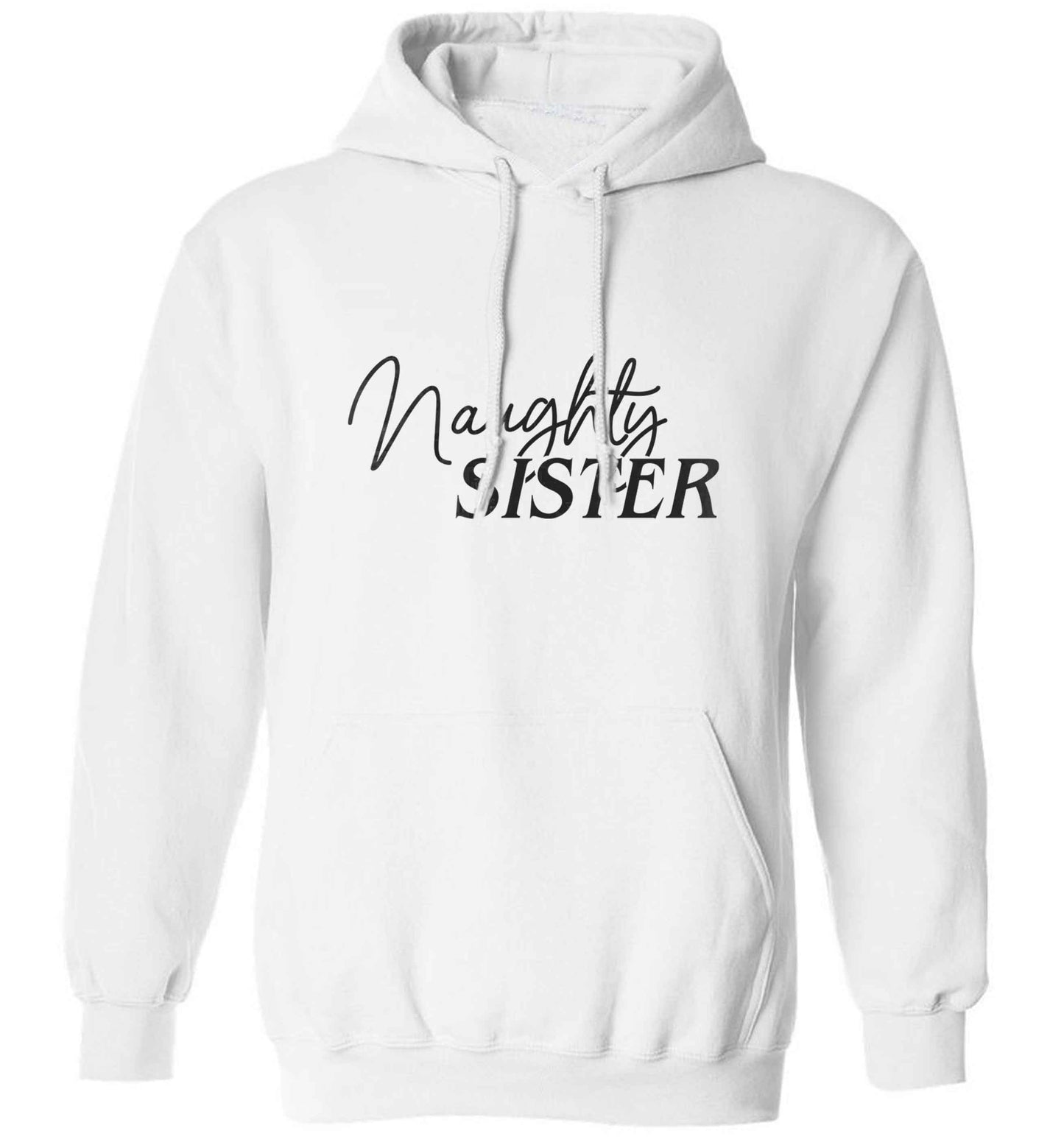 Naughty Sister adults unisex white hoodie 2XL