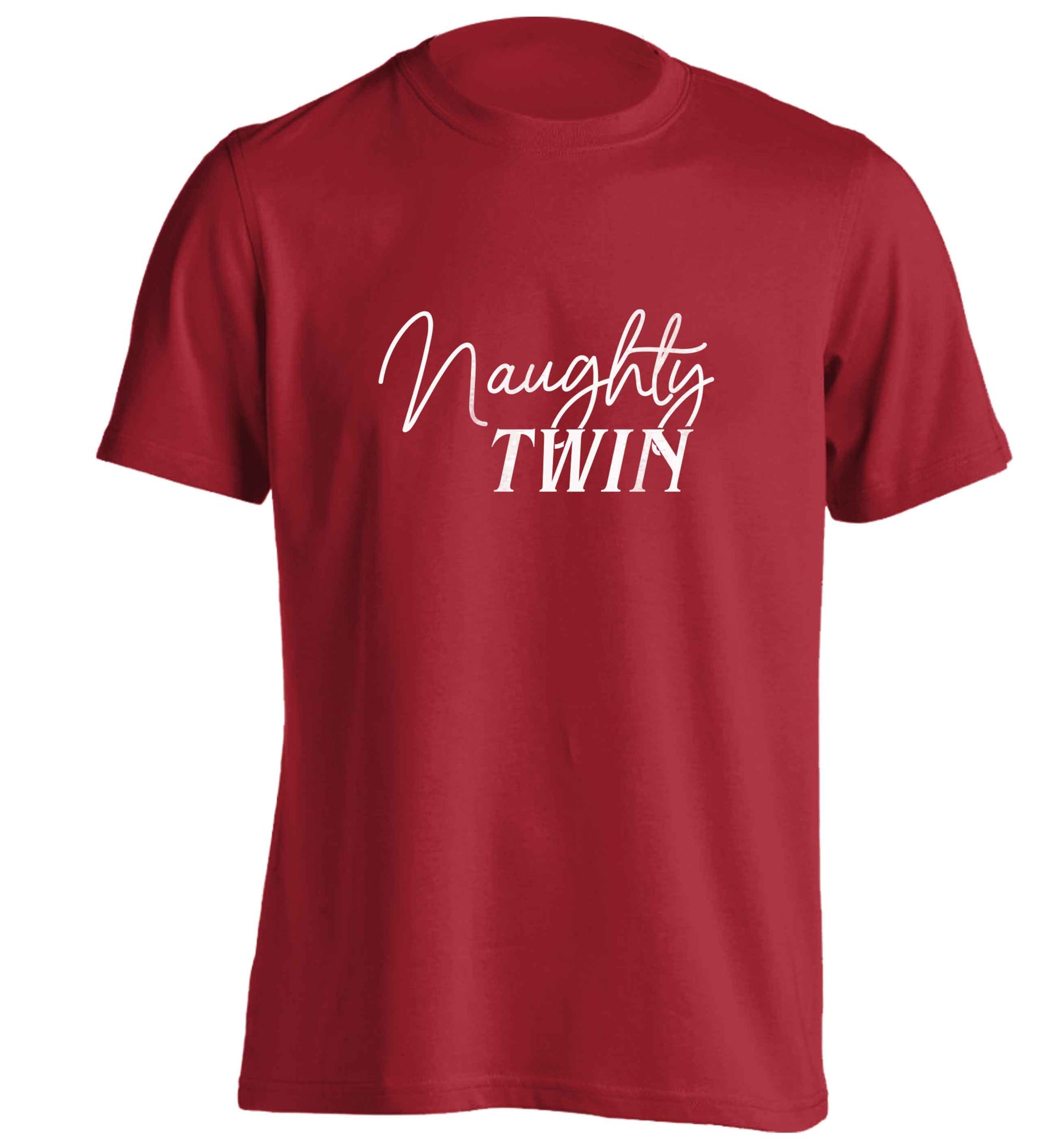 Naughty twin adults unisex red Tshirt 2XL