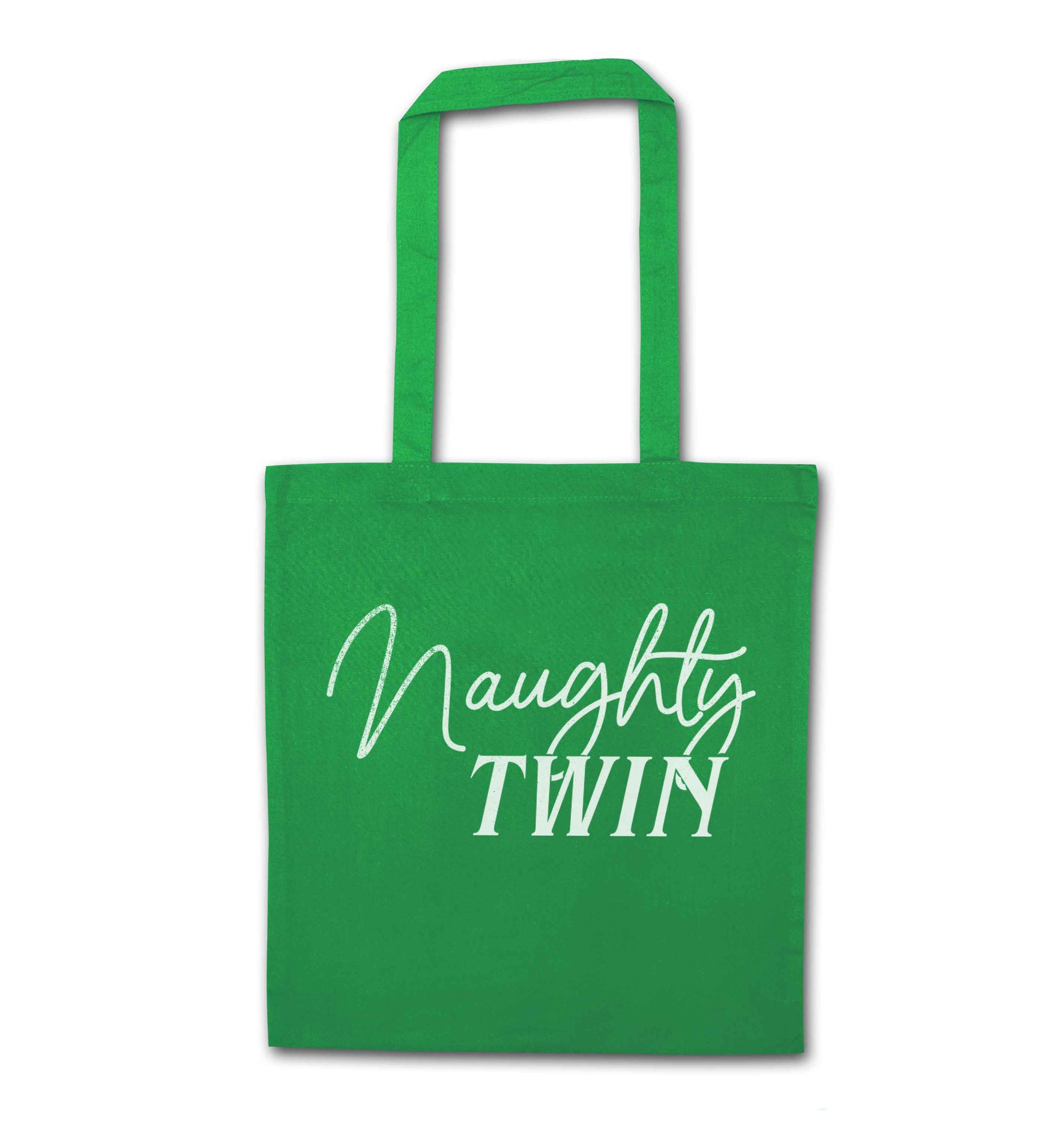 Naughty twin green tote bag