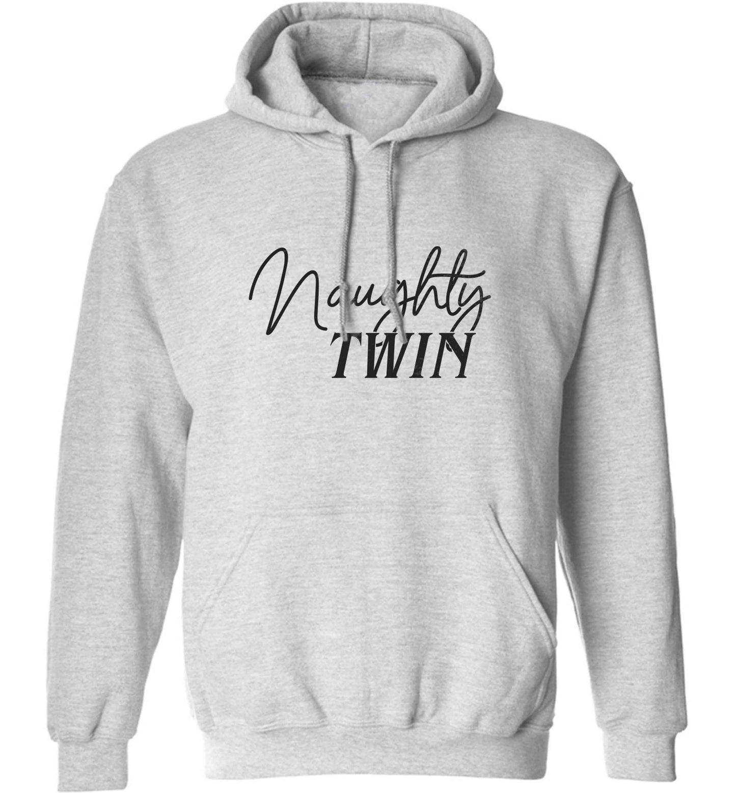Naughty twin adults unisex grey hoodie 2XL