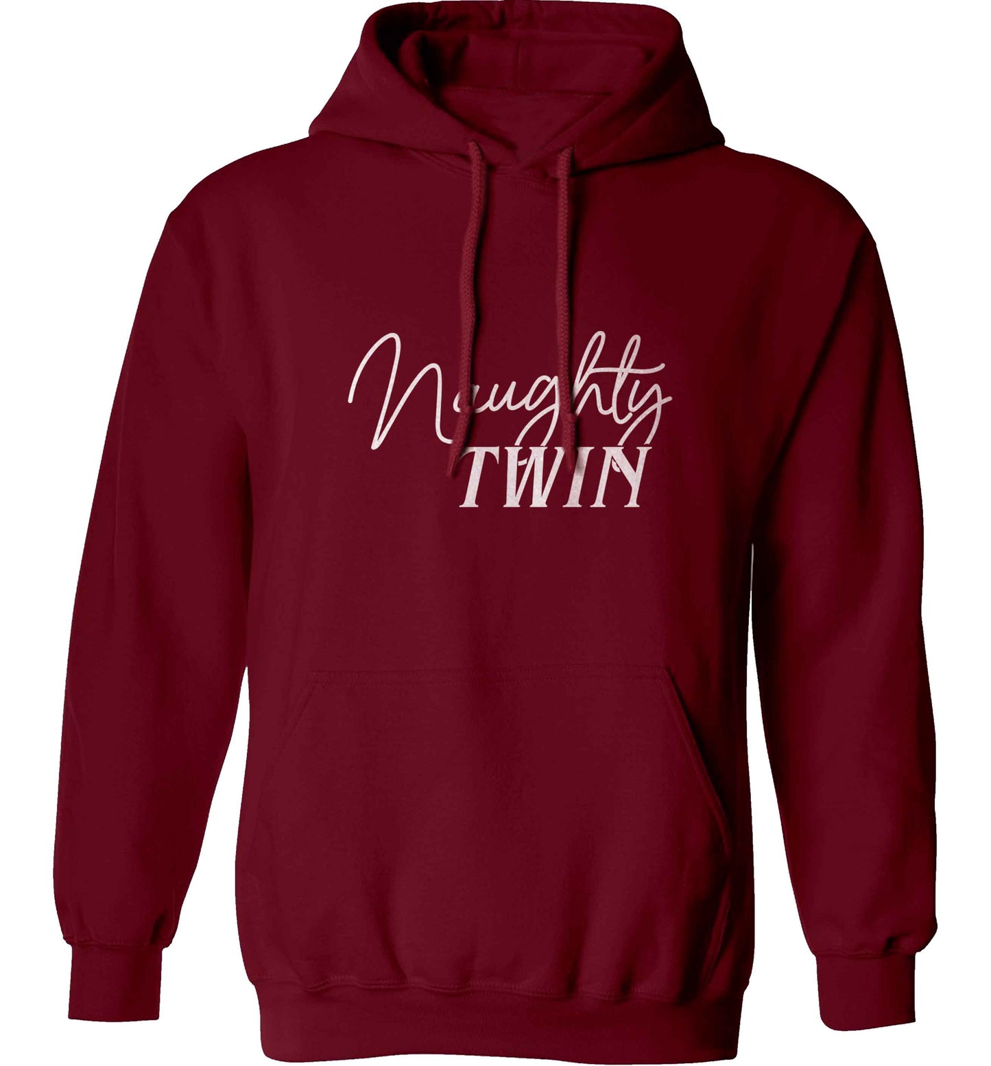 Naughty twin adults unisex maroon hoodie 2XL