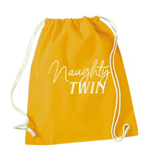 Naughty twin mustard drawstring bag