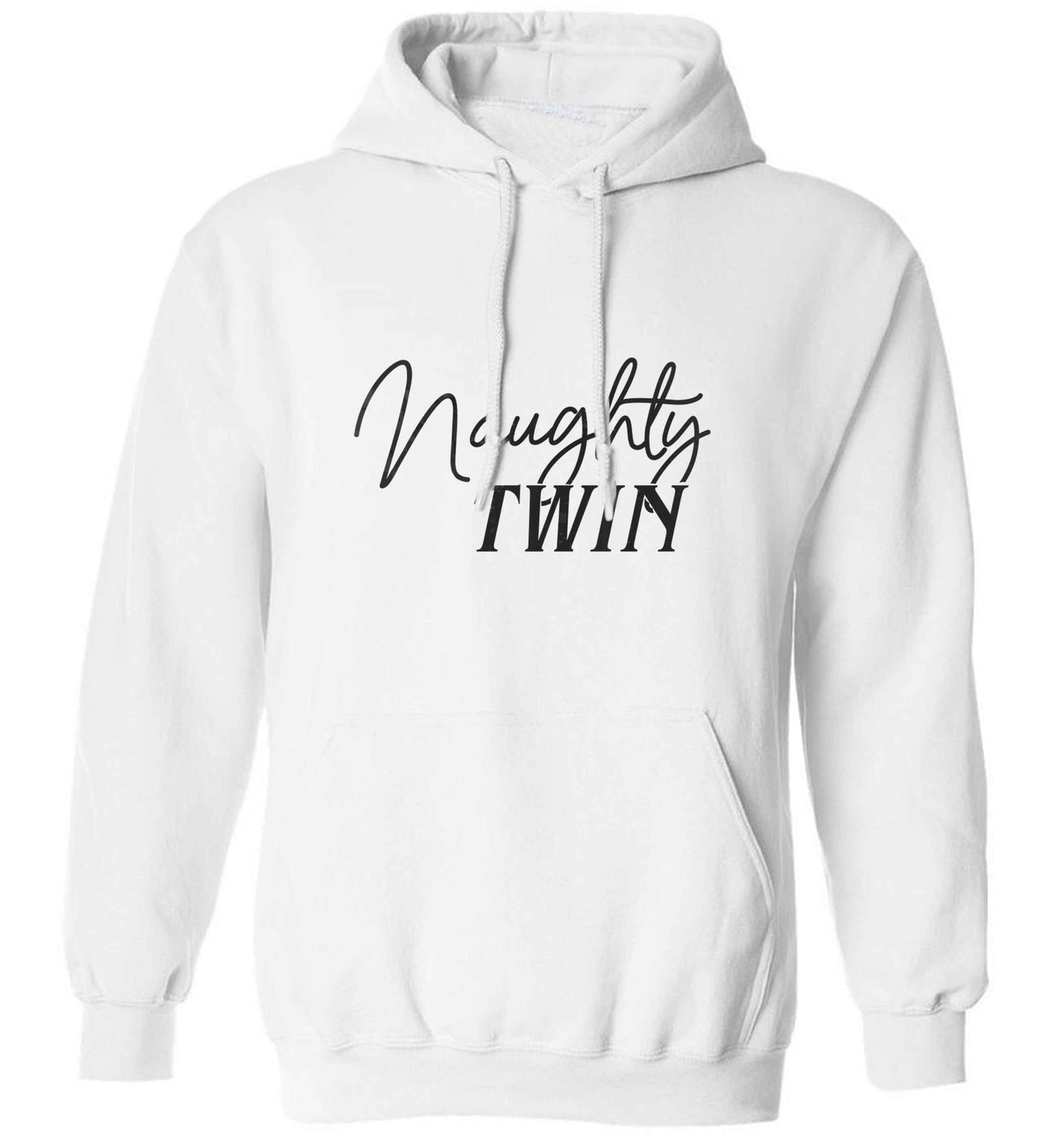 Naughty twin adults unisex white hoodie 2XL