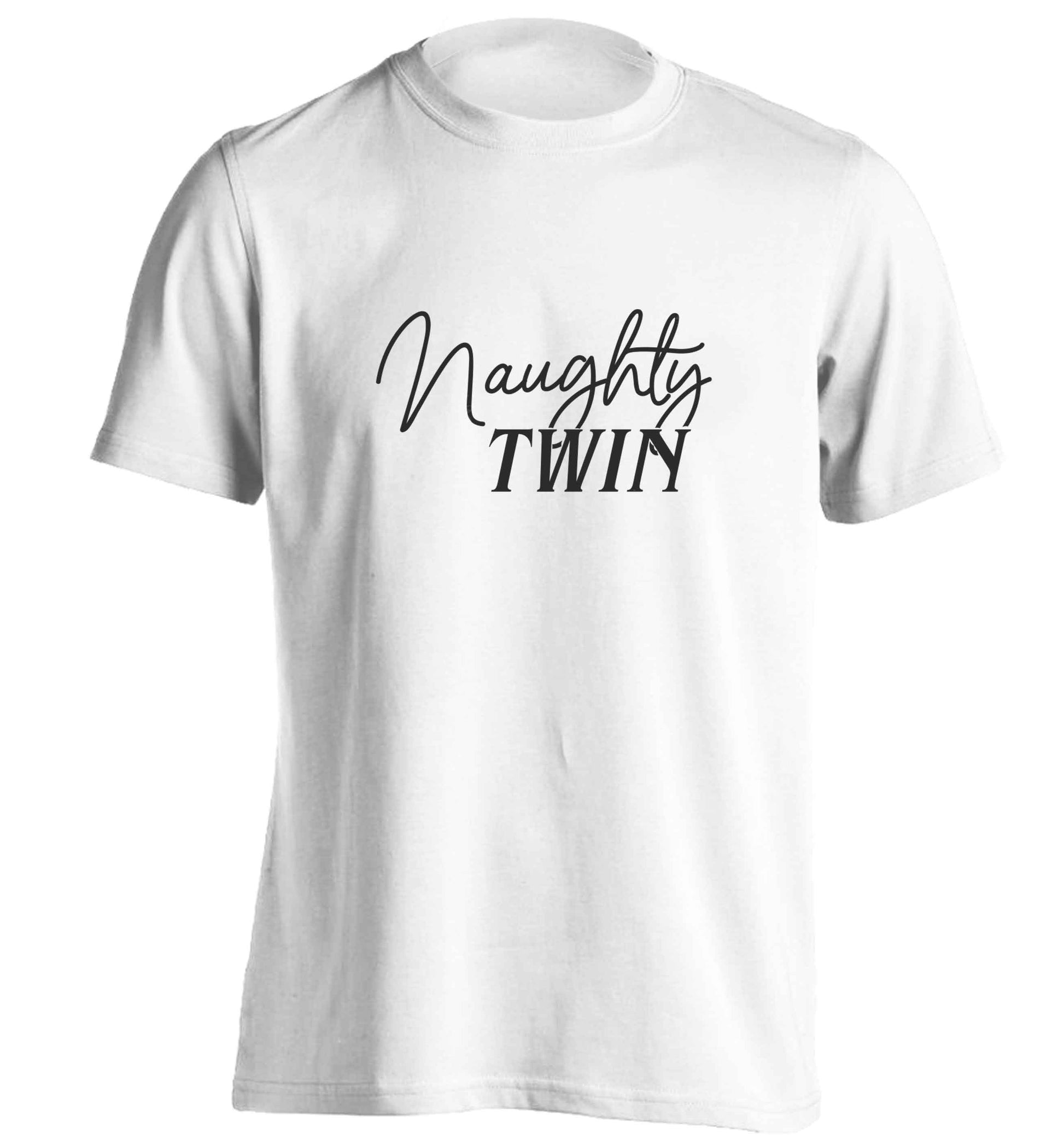 Naughty twin adults unisex white Tshirt 2XL