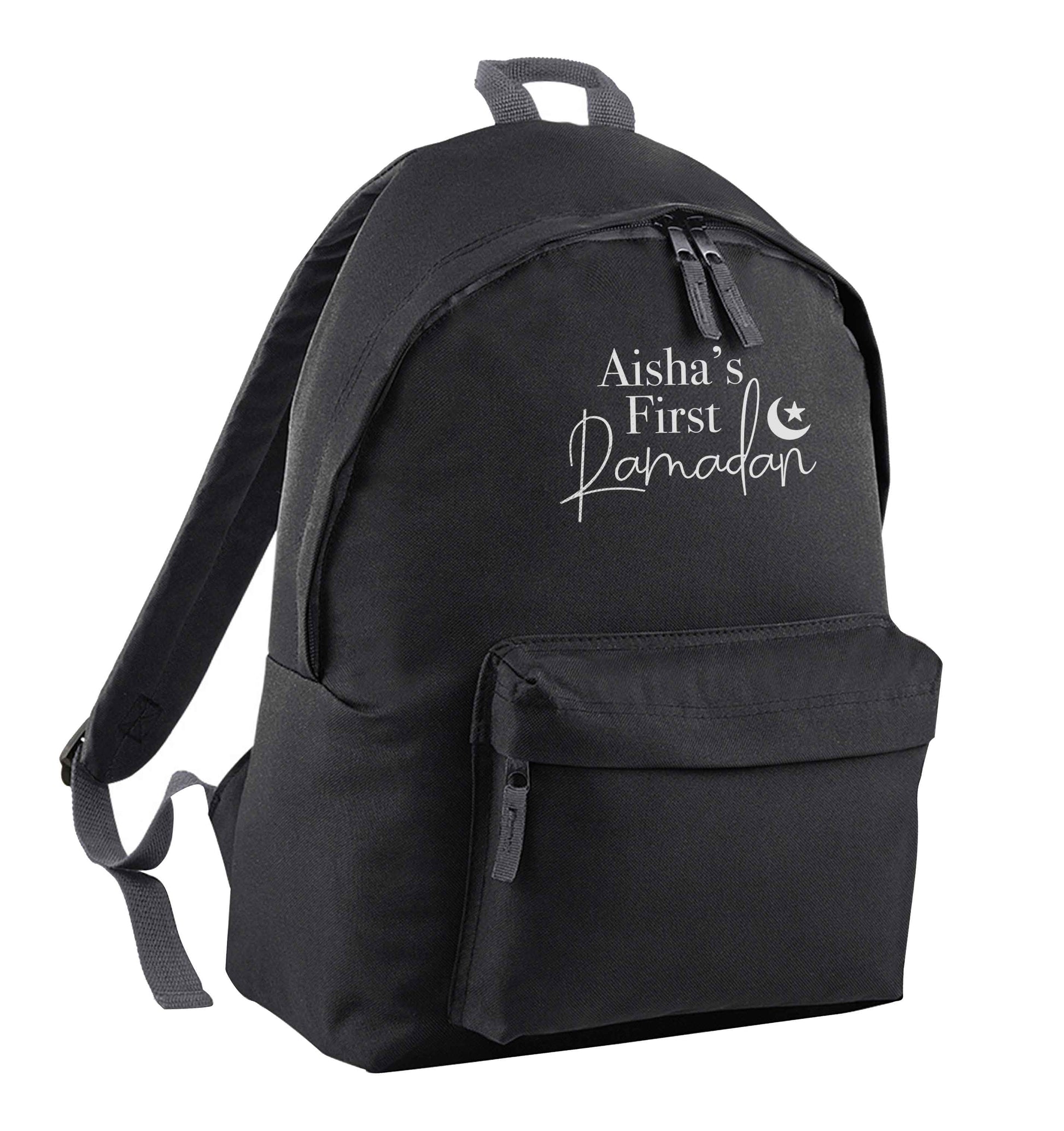 Personalised first Ramadan black adults backpack