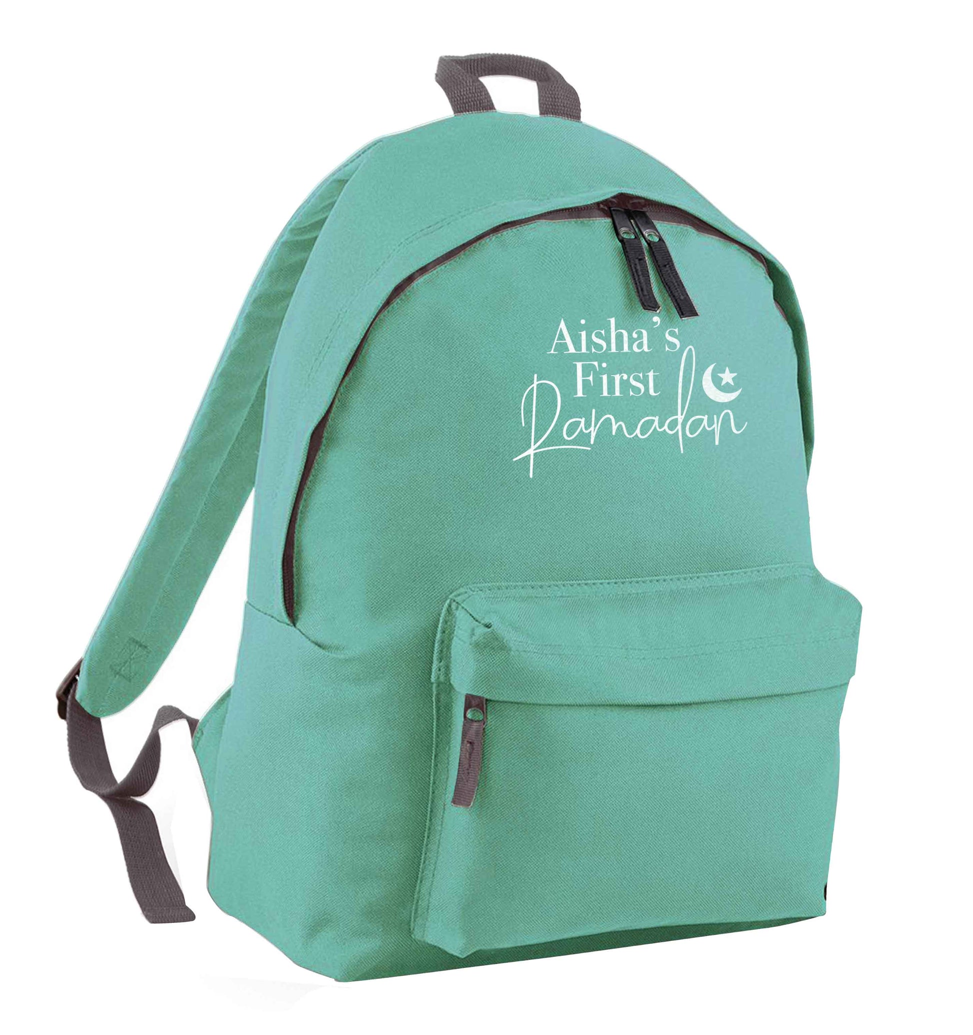 Personalised first Ramadan mint adults backpack