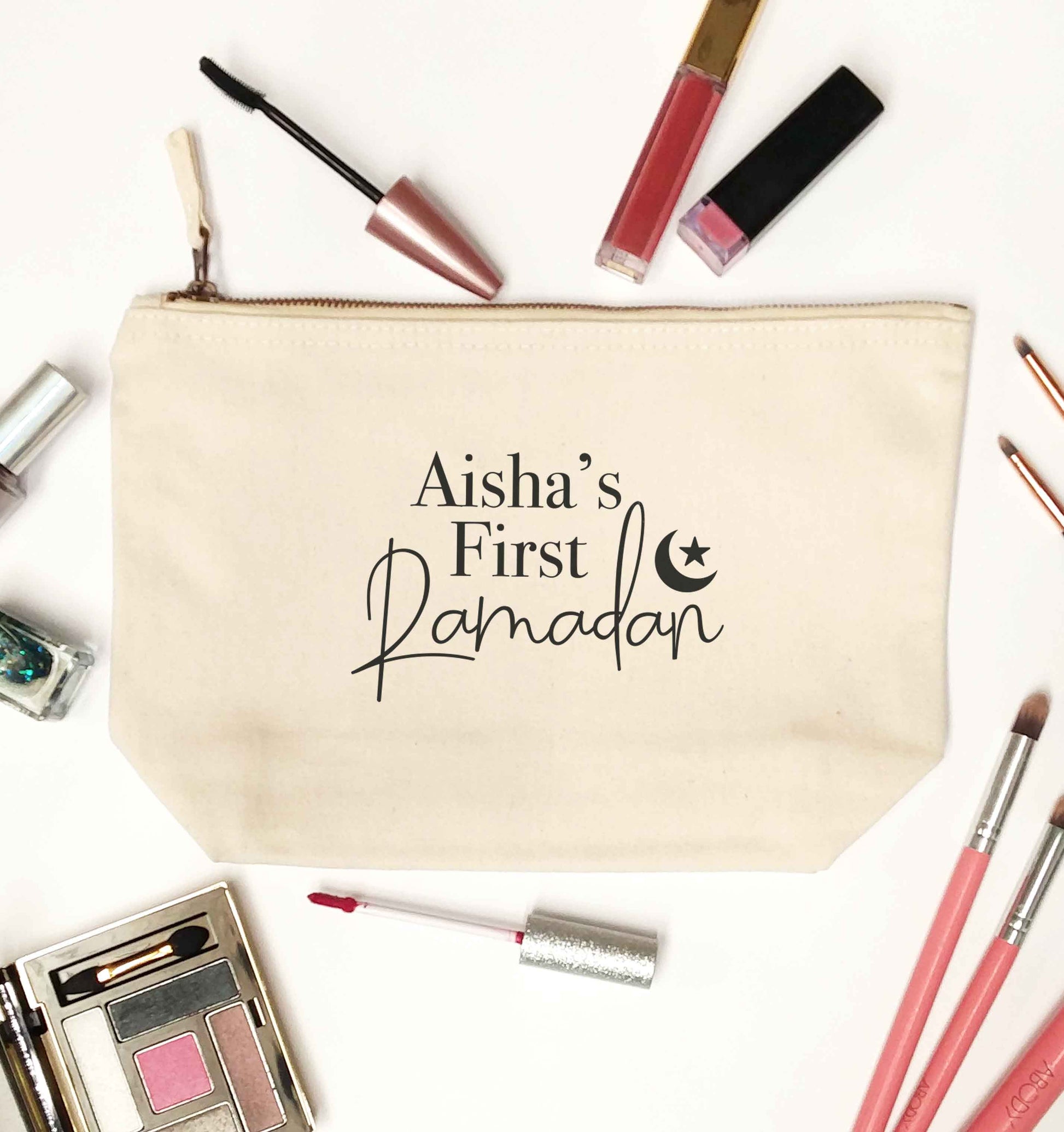 Personalised first Ramadan natural makeup bag