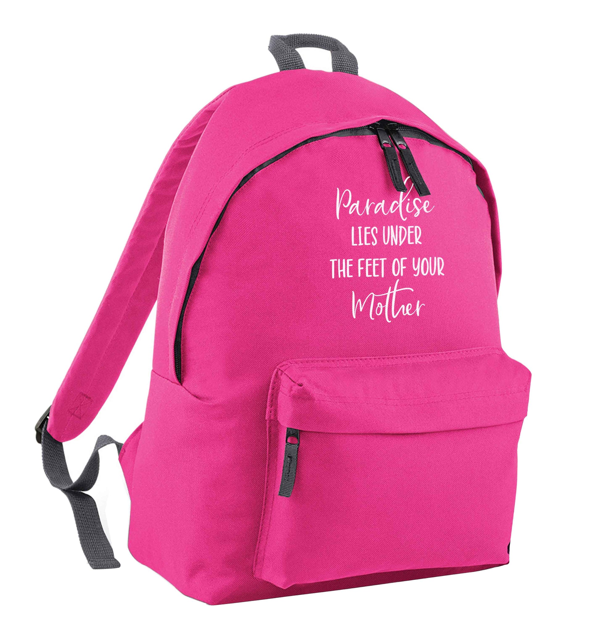 Paradise lies under the feet of your mother pink children's backpack