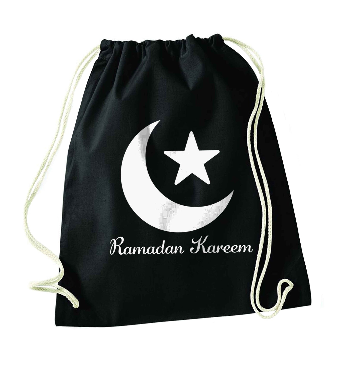 Ramadan kareem black drawstring bag