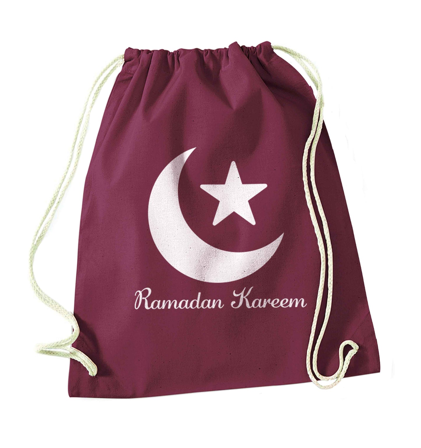 Ramadan kareem maroon drawstring bag