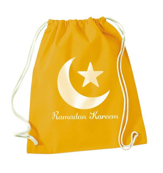 Ramadan kareem mustard drawstring bag