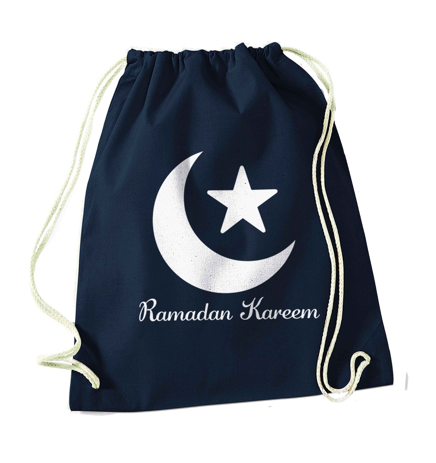 Ramadan kareem navy drawstring bag