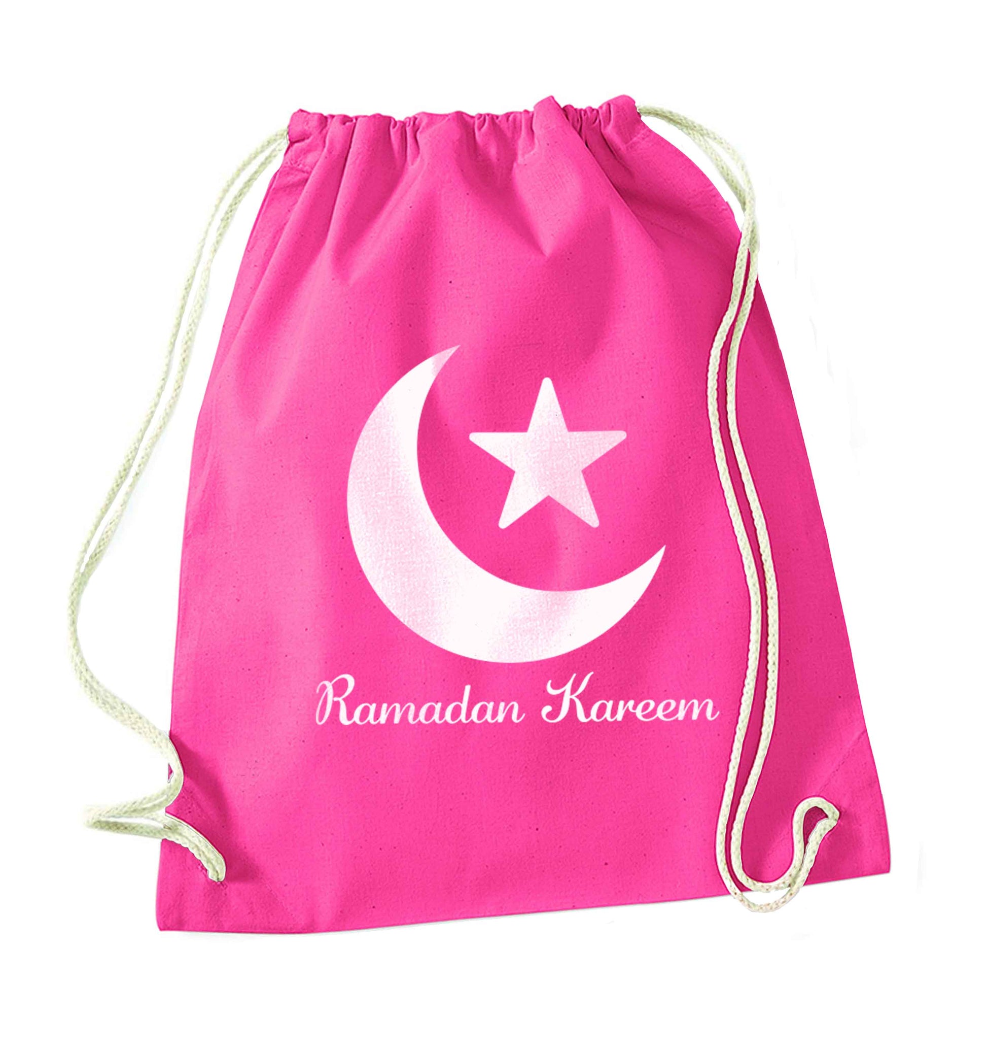 Ramadan kareem pink drawstring bag