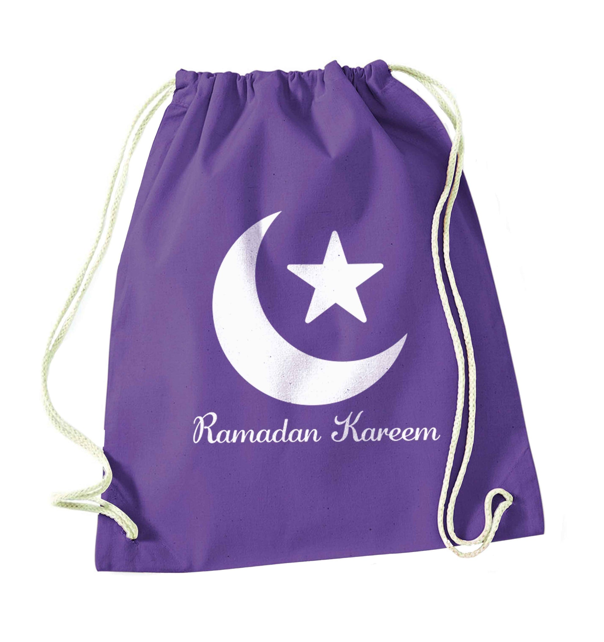 Ramadan kareem purple drawstring bag
