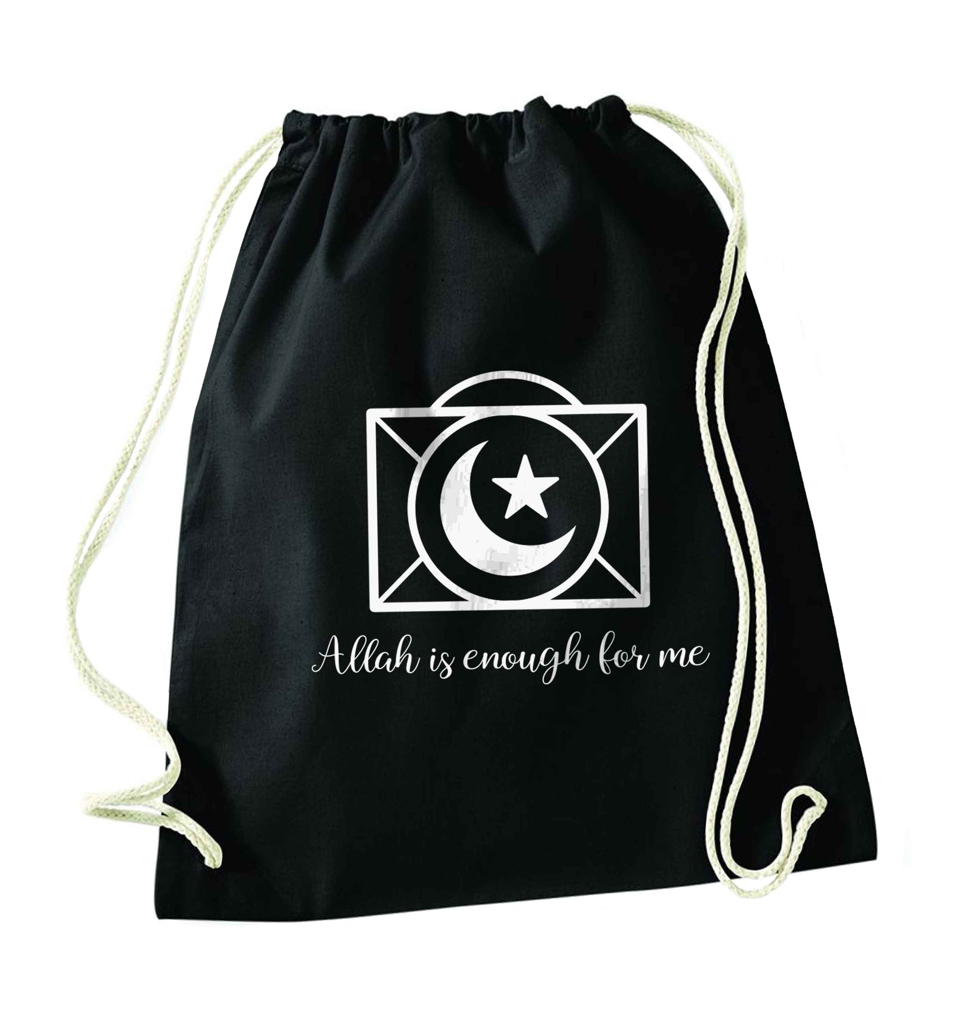 Allah is enough for me black drawstring bag