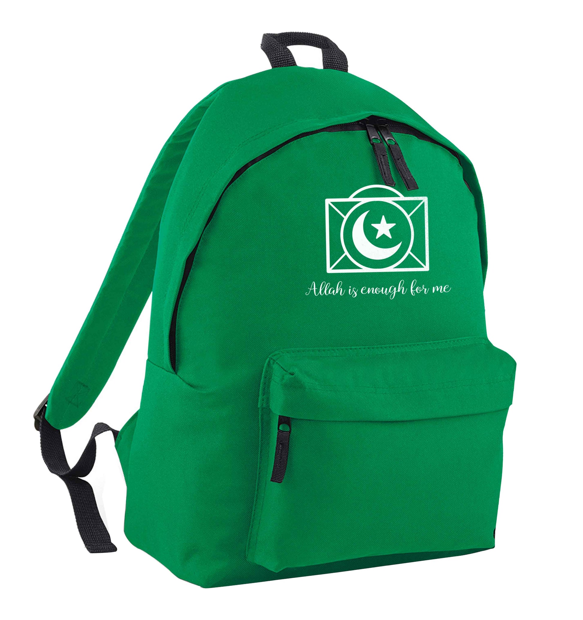 Allah is enough for me green adults backpack