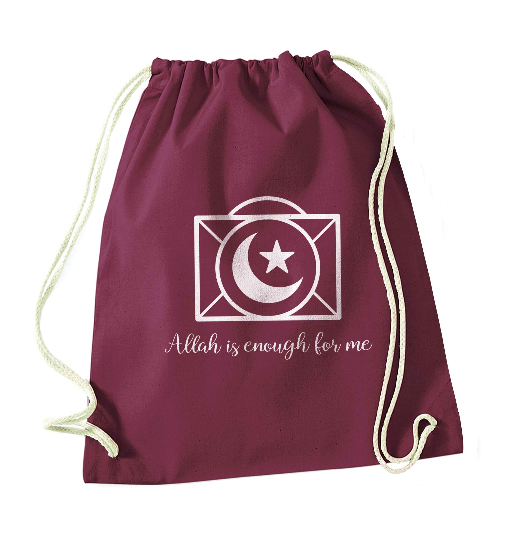 Allah is enough for me maroon drawstring bag