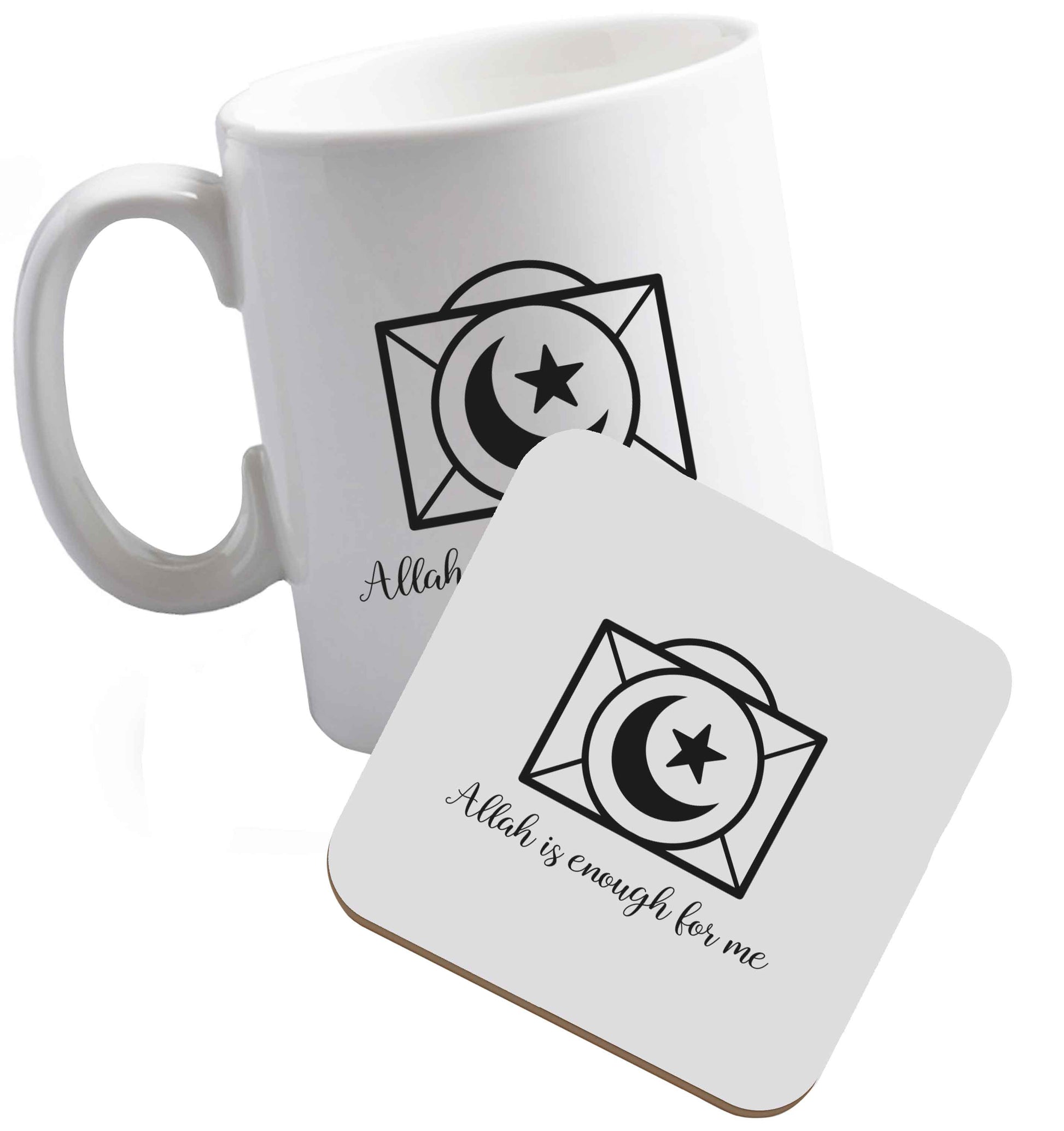 10 oz Allah is enough for me ceramic mug and coaster set right handed