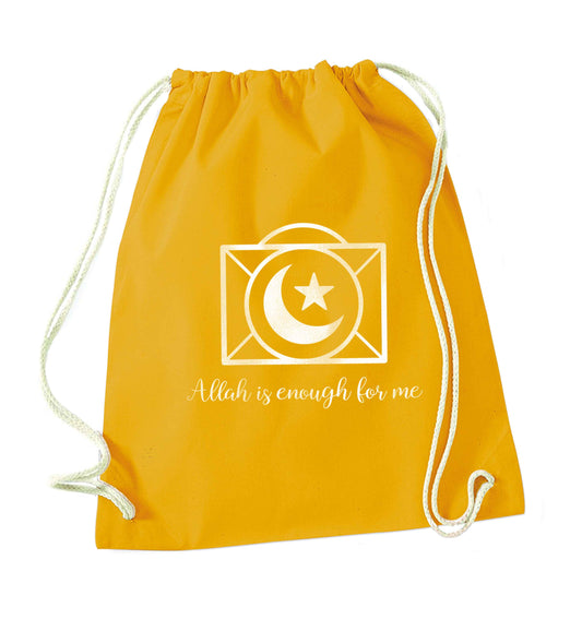 Allah is enough for me mustard drawstring bag