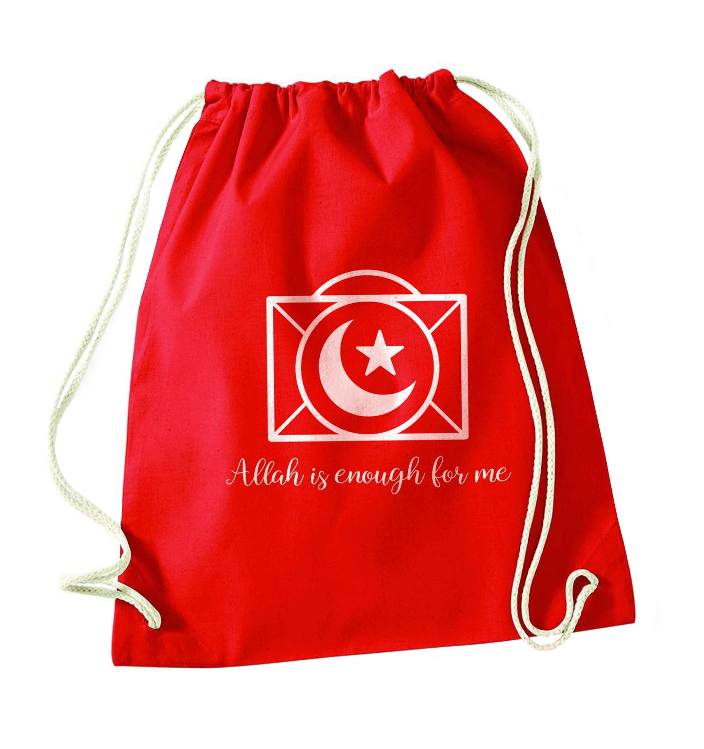 Allah is enough for me red drawstring bag 
