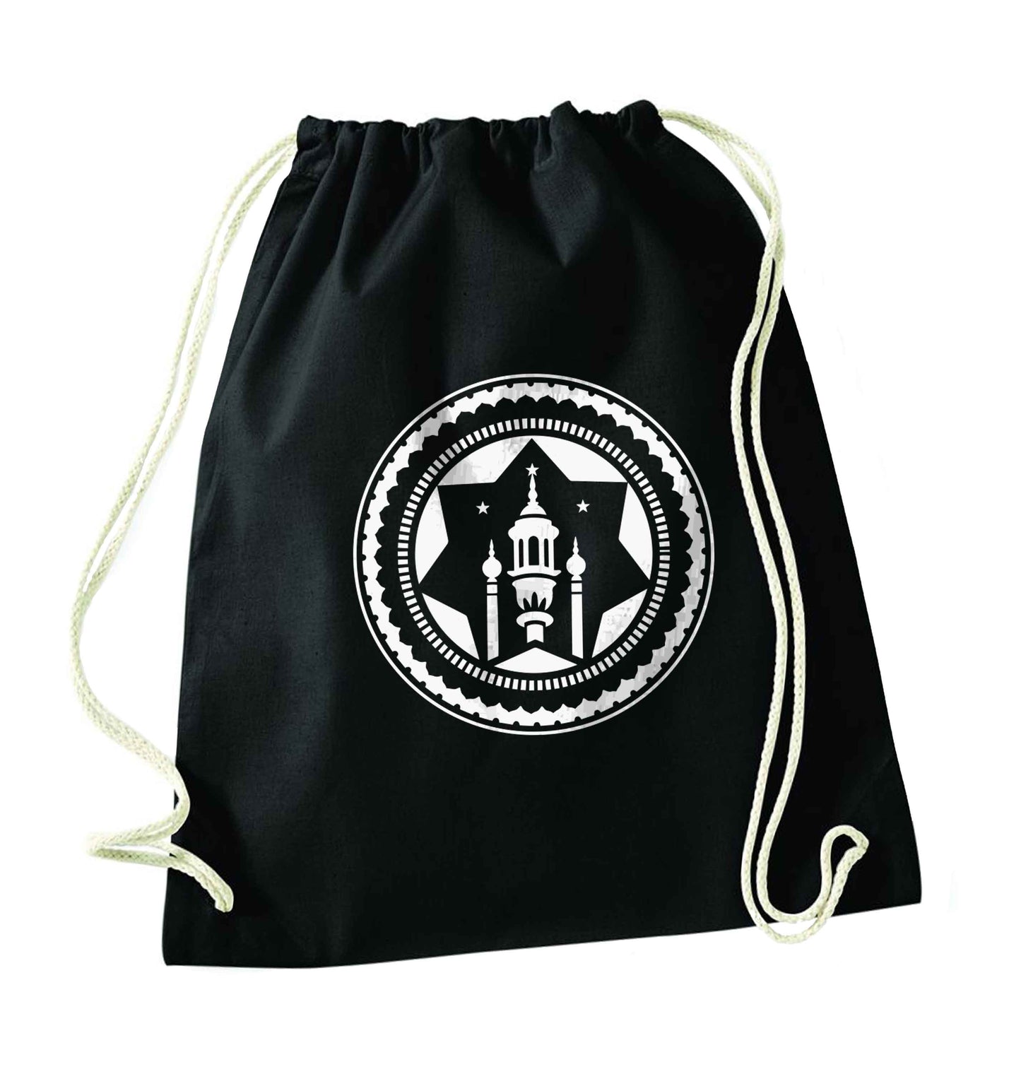 mosque black drawstring bag