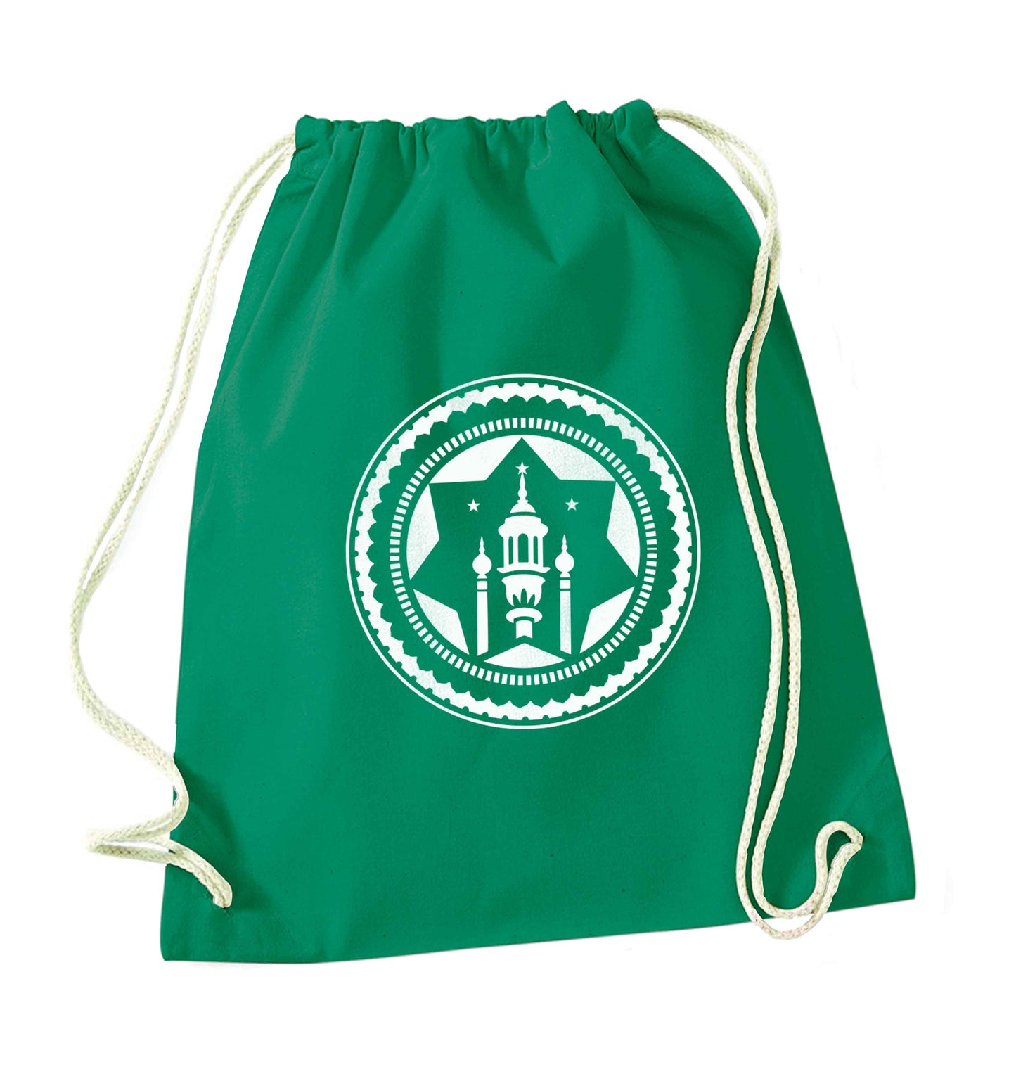 mosque green drawstring bag