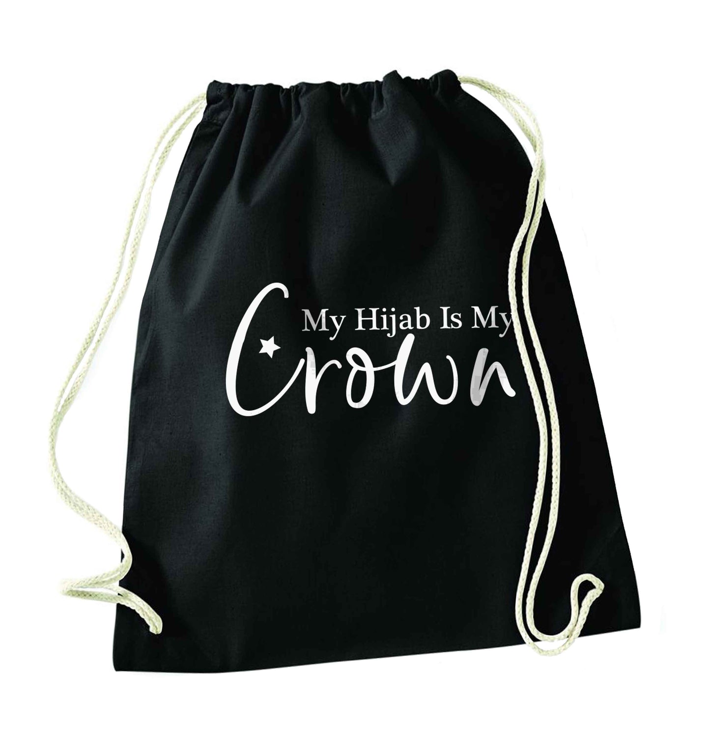 My hijab is my crown black drawstring bag