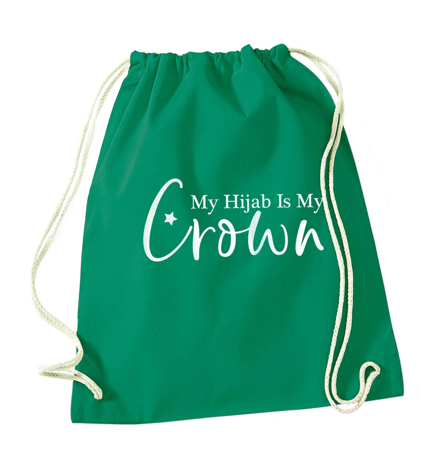 My hijab is my crown green drawstring bag