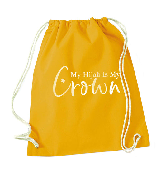 My hijab is my crown mustard drawstring bag