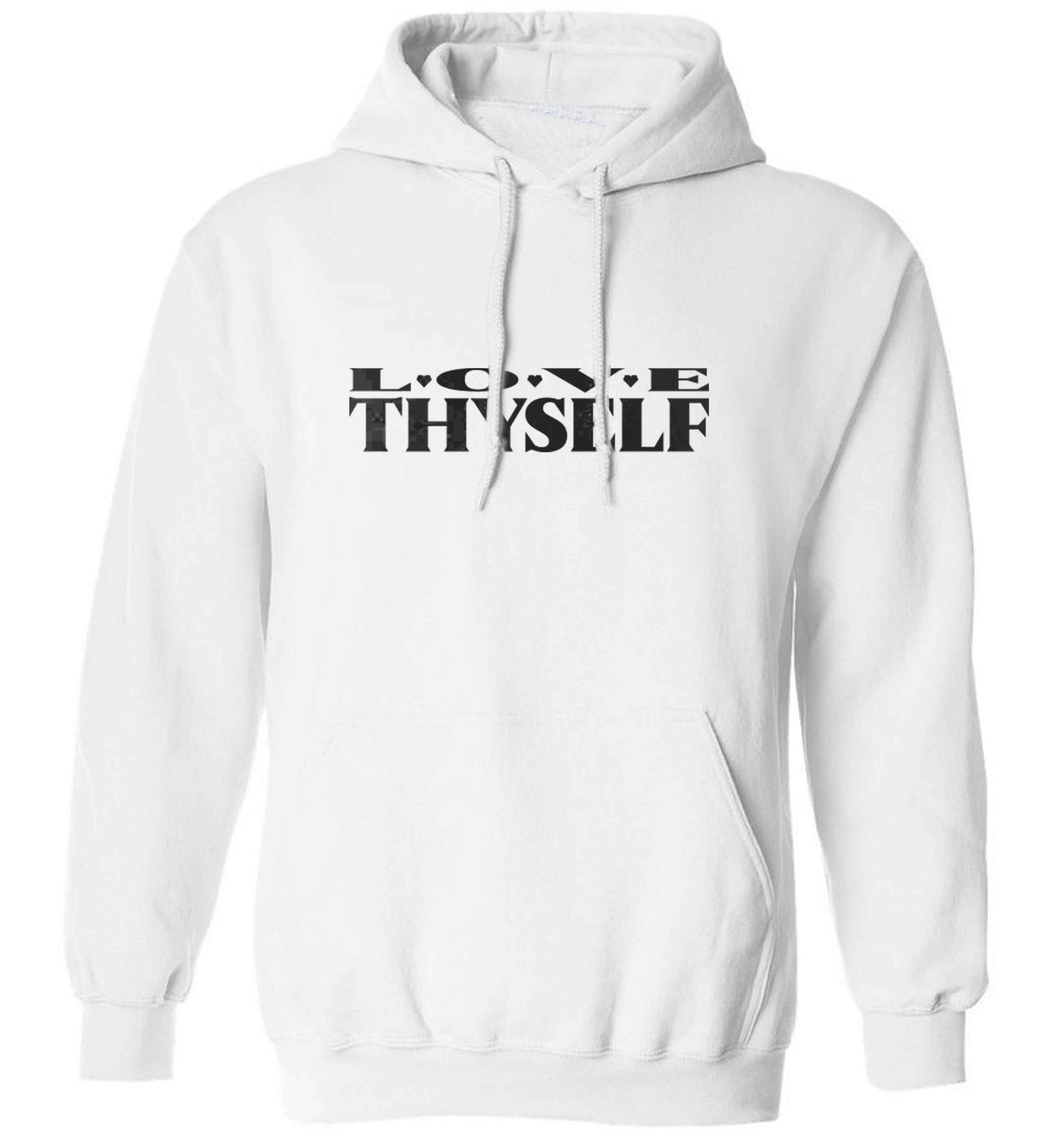 Love thyself adults unisex white hoodie 2XL