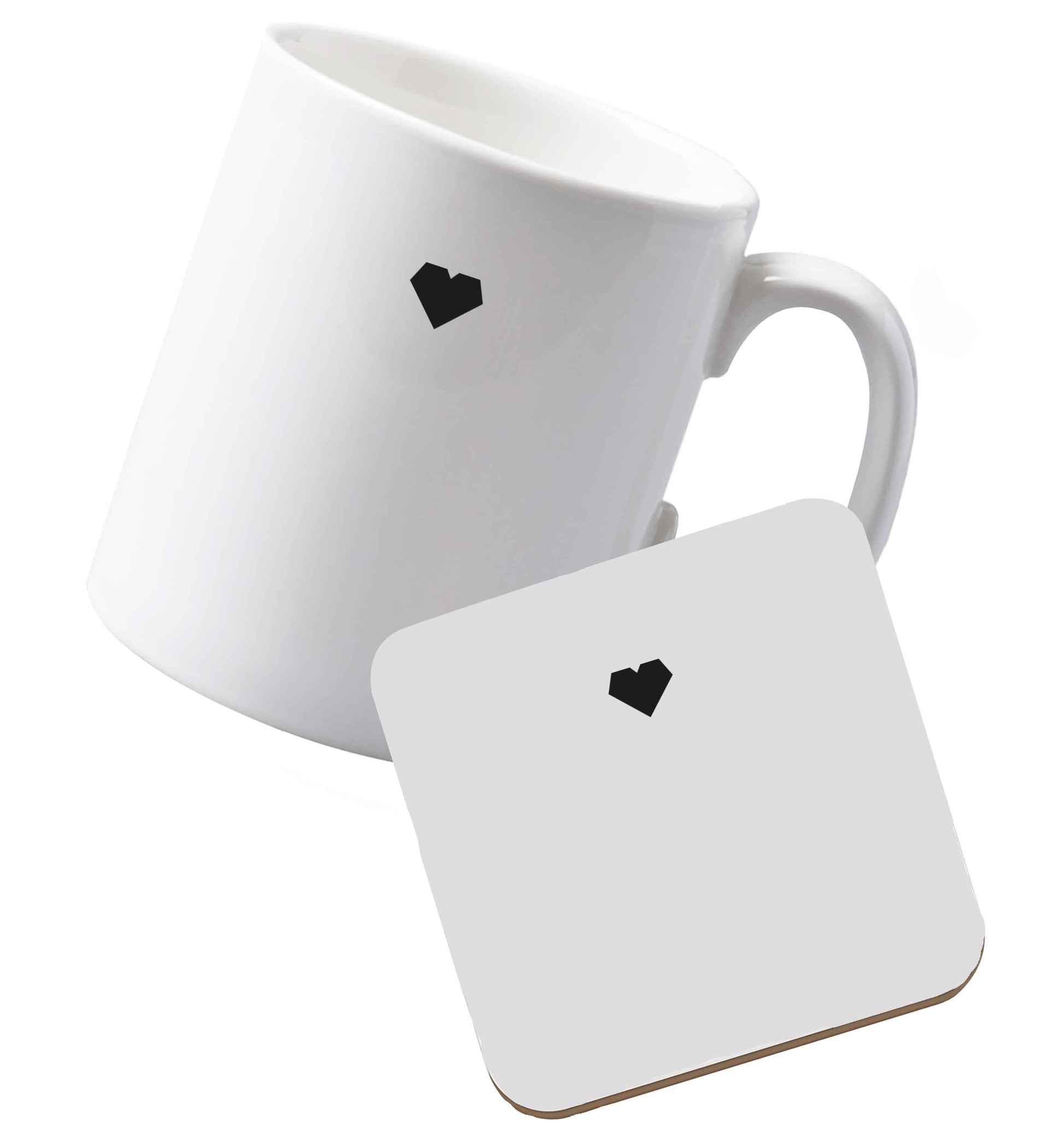 10 oz Ceramic mug and coaster Tiny heart both sides