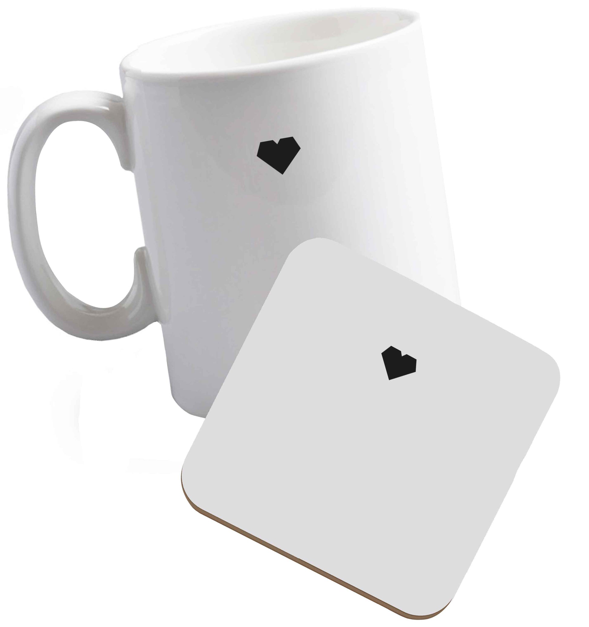 10 oz Tiny heart ceramic mug and coaster set right handed