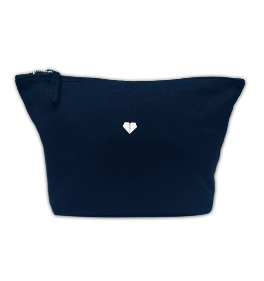 Tiny broken heart navy makeup bag