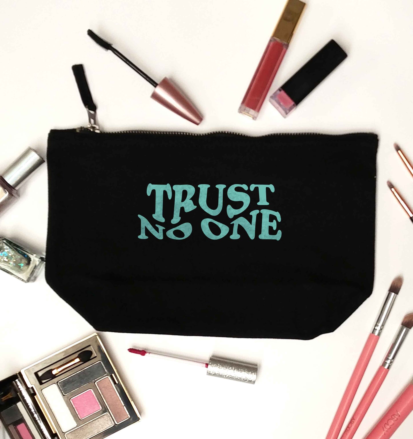 Trust no one black makeup bag