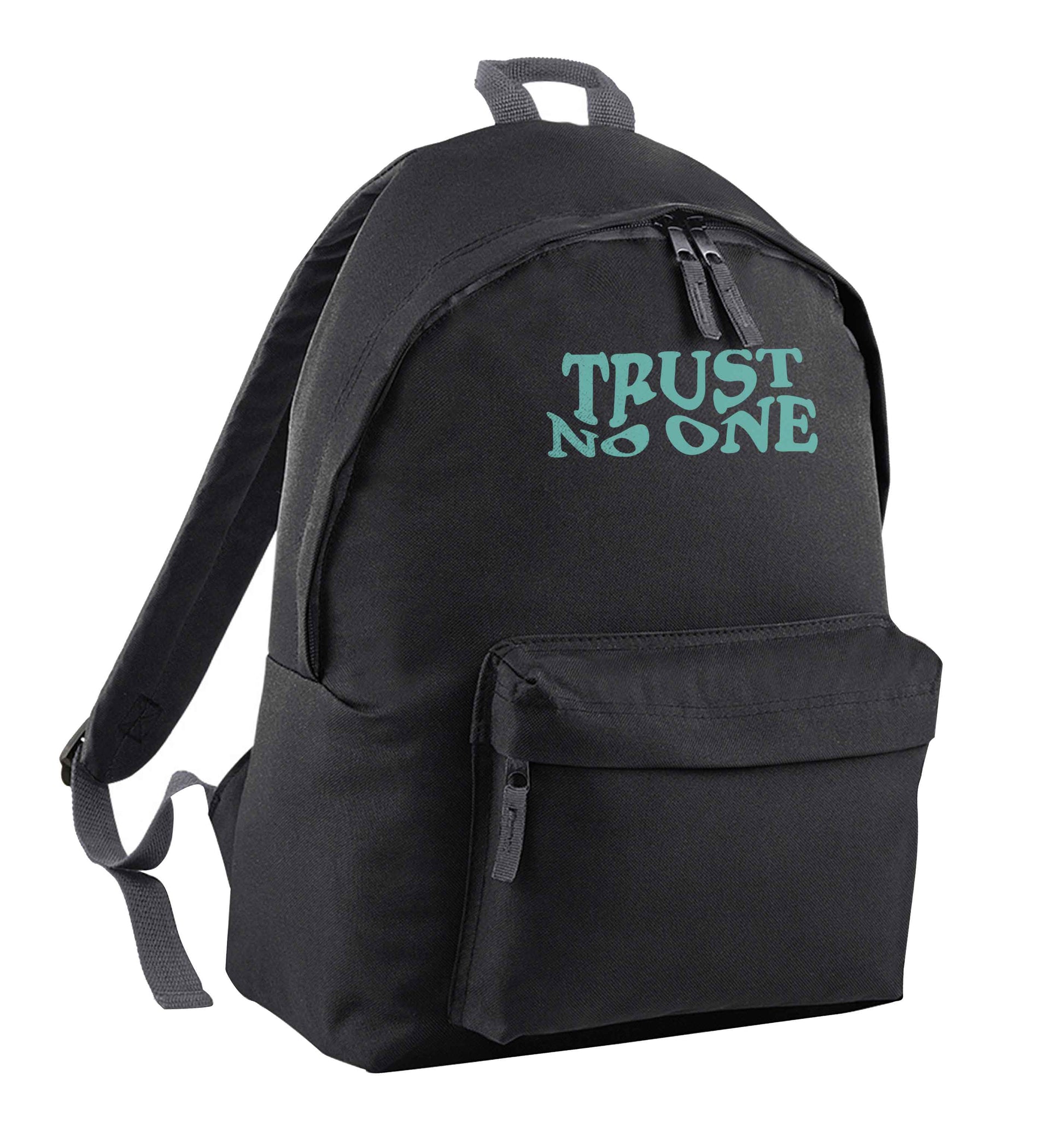 Trust no one black children's backpack