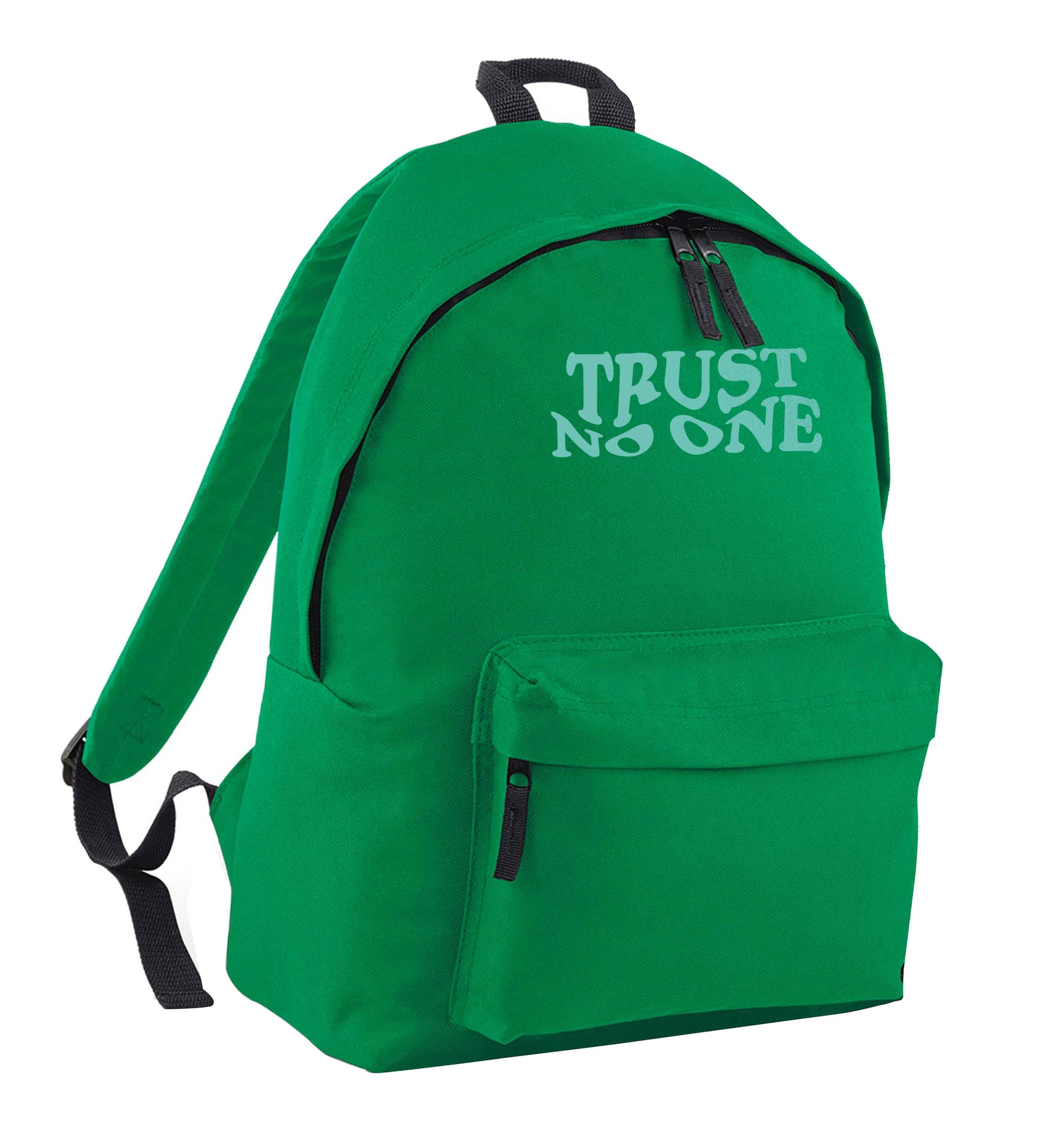 Trust no one green adults backpack