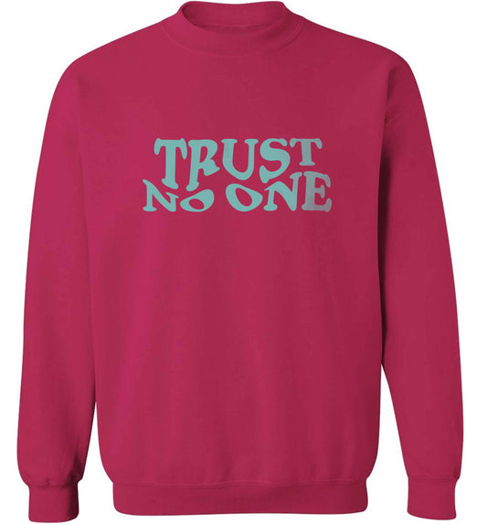 Trust no one adult's unisex pink sweater 2XL