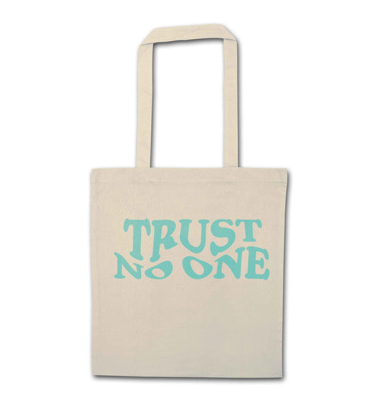 Trust no one natural tote bag