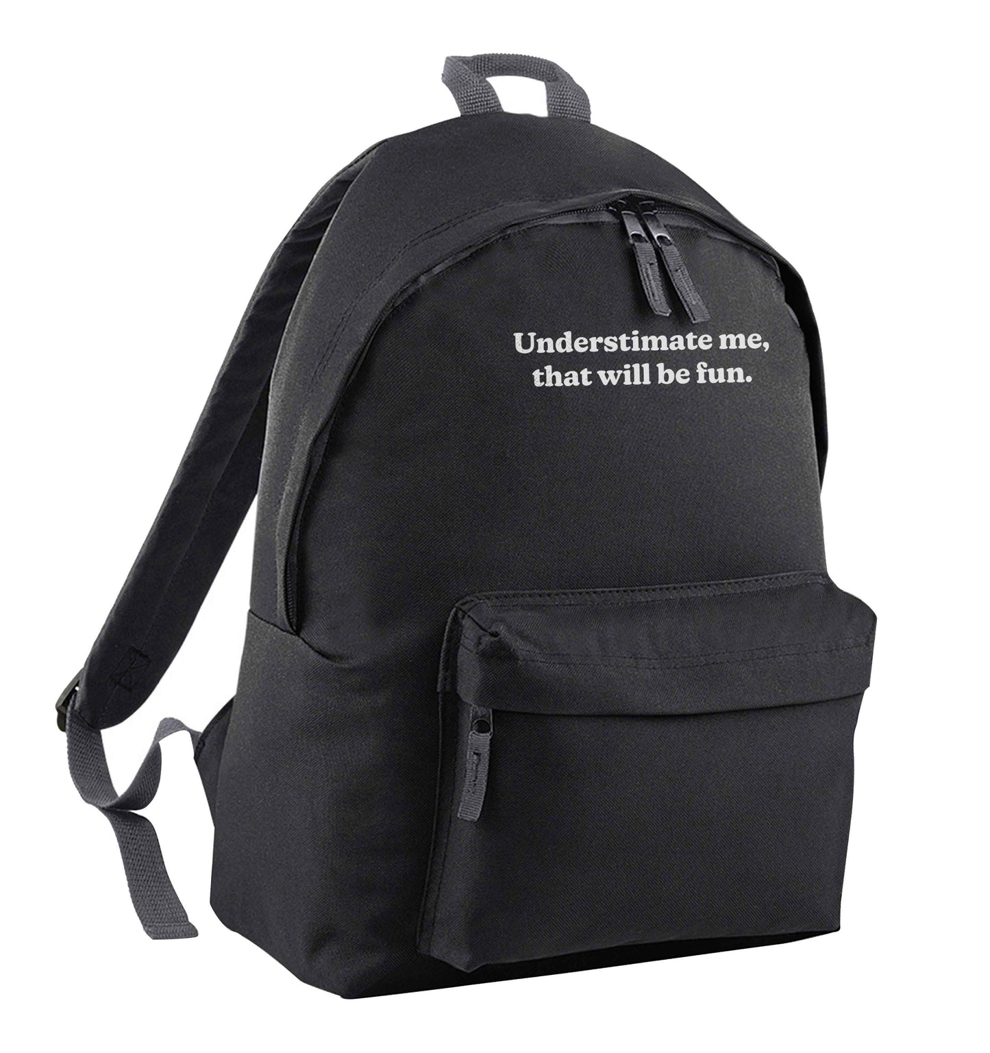 Underestimate me that will be fun black children's backpack